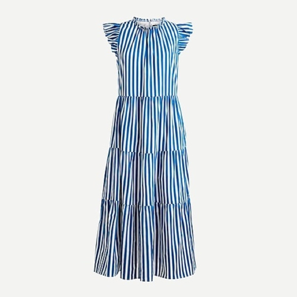 JCrew tiered striped dress, xl, NWT
